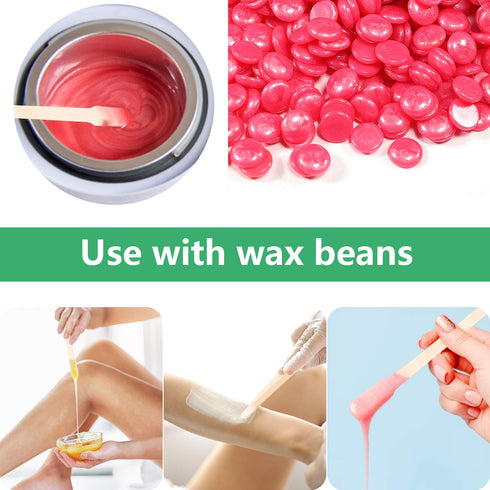 JANYUN 200 Pcs Wooden Eyebrow Waxing Sticks with Handle for Hair Removal - Face and Eyebrow