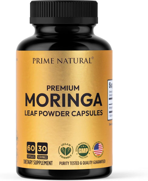 Immune 60 Count Moringa Powder Capsules - Pure Moringa Powder, Energy, Skin, & Gut Health Superfood, Rich