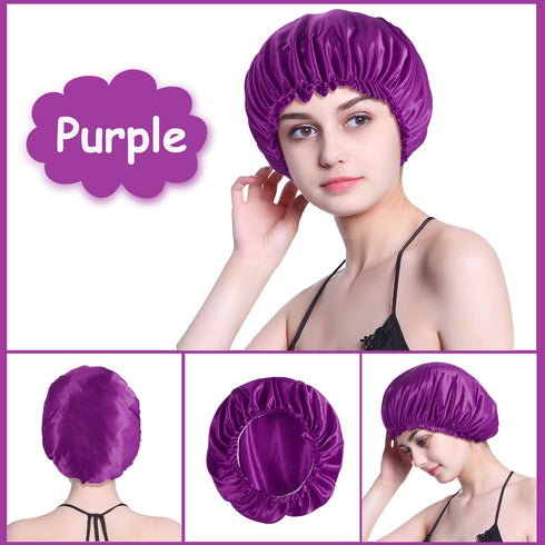 ROYBENS Satin Bonnet for Women - 4PCS Set, Silk Sleep Cap for Curly Hair