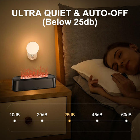 off-200ml) Colorful Flame Fire Diffuser Humidifier with Remote Control, Ultra-Quiet Aroma Essential Oils Aromatherapy