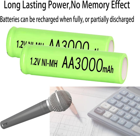 Ni-MH AA 3000mAh Rechargeable Batteries, 1.2V Double A High Capacity for Garden Landscaping, Outdoor Lights (4 Pack)