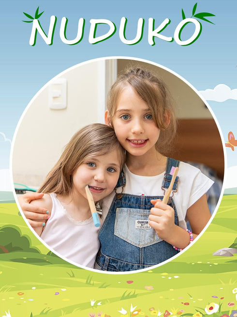 Bamboo Kids Toothbrushes (6 Pack) - Soft Bristle, Organic, Compostable, BPA Free, Eco-Friendly Wooden Toothbrush