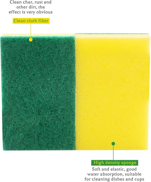 30 Pack Kitchen Sponges Individually Wrapped, Non-Scratch Scouring Pads for Cleaning