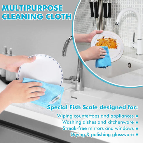 Easy Clean Streak Free Glass Cleaning Miracle Microfiber Cloth: Lint Free Dish Drying Cloths, Pack of 6.