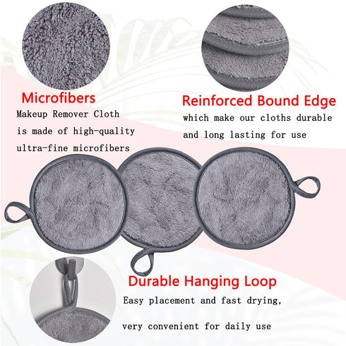 Large Reusable Makeup Remover Pads - 24 Pack Soft Microfiber Cloths with Laundry Bag, 5 INCH