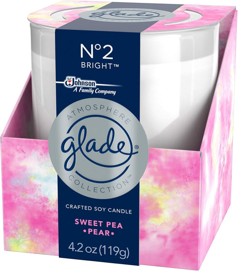 Glade Soy Candle, Crafted Air Freshener, Atmosphere Collection, No 2 Bright, Sweet Pea Pear, 4.2 Oz