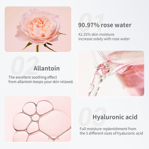 Mamonde Rose Water Vegan Toner for Face - 90.97% Pure Rose Water, Organic Certified, Soothing & Hydrating, 8.45 Fl Oz