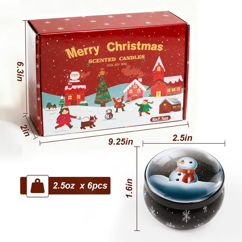 Obcxin 6 Pack, 100% Christmas Scented Candle Gift Christmas Candles for Home Scented, Natural Soy Wax Long Lasting Jar