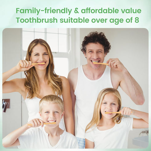 10 Pack Bamboo Toothbrushes with Soft Bristles, Biodegradable BPA Free Eco-Friendly Wooden Organic Toothbrush