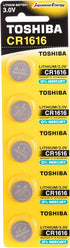 Toshiba CR1616 3V Lithium Coin Cell Battery, Pack of 5