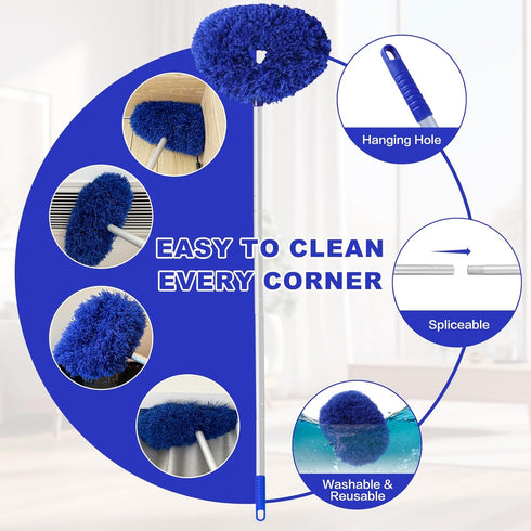 Ceiling Fan Cleaner Duster - Reusable Microfiber Blade Cleaner with Extension Pole, Adjusts 13 to 49.7 Inch
