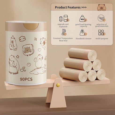 YOGOODS 4 180 Count, Small Trash Bags, Gallon HDPE Trash Bags Small Size Printed with a Cute and Beautiful Pattern
