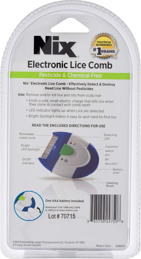 Nix Electronic Lice Comb - Instantly Kills Lice & Eggs, Removes from Hair