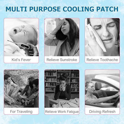 20 Sheets Fever Patches for Kids, Hot Weather Cooling Gel Patches for Adults, Headache Cooling & Pain Relief