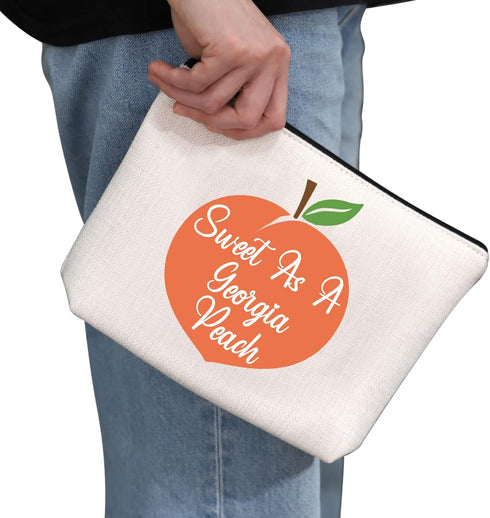 G2TUP Georgian Gift Sweet As A G Peach Makeup Bag Georgia State Pride Cosmetic Bag Peach Lover Gift Georgia Lover Zipper Travel Bag