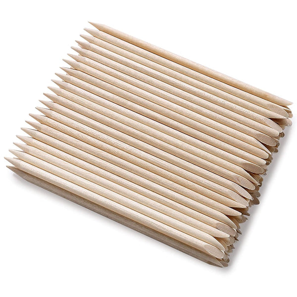 HOOMBOOM 100Pcs Double Sided Cuticle Pusher Remover Nail Art Tool, Orange Wood Sticks for Nails, Manicure Pedicure