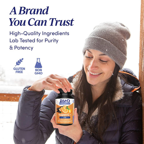 Zand Immunity Super C+ PM, Nighttime Immune Support with Melatonin, 1000mg PureWay-C Vitamin C, 60 Tablets