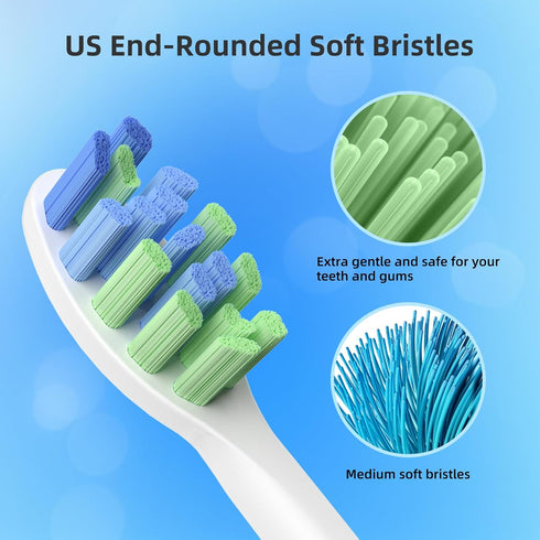 Mcuy 7am2m AM101/AM105 7am 2m, 10 Count, Replacement Brush Heads Compatible with Sonic Electric Toothbrush - Medium