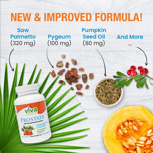 Prostate Health Supplements for Men with Pygeum, Pumpkin Seed Oil, and Saw Palmetto, 60 Veggie Caps