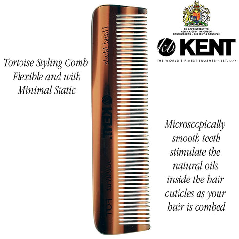 Kent A FOT Handmade Pocket Comb for Men, Women, and Kids, Fine Tooth Hair Straightener, Made in England
