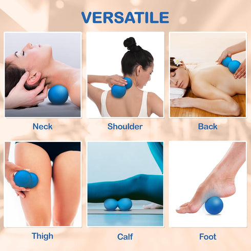 Peanut Massage Ball - Double Lacrosse Massage Ball & Mobility Ball for Physical Therapy - Deep Tissue Massage Tool
