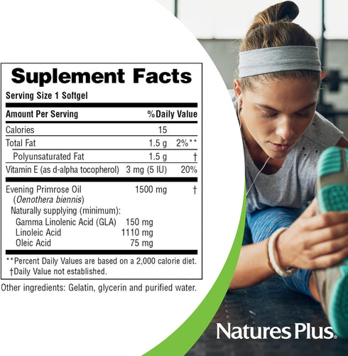 Natures Plus Ultra EPO 1500 mg Evening Primrose Oil, 90 Softgels - Gluten-Free, 90 Servings