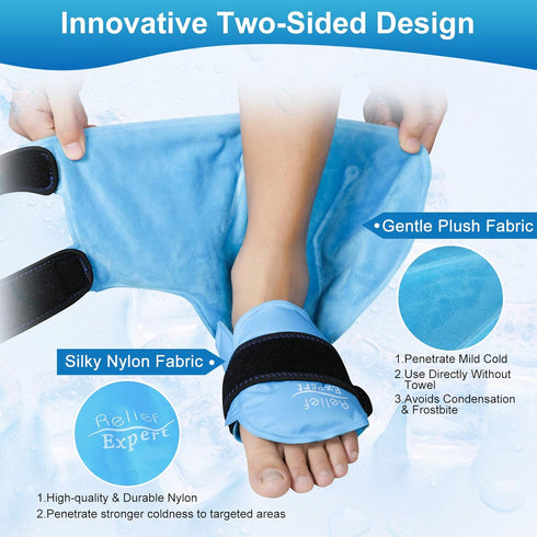 Relief Expert Ankle Foot Ice Pack Wrap - Reusable Gel Cold Pack with Compression Therapy, Heel Ice Pack for Achilles