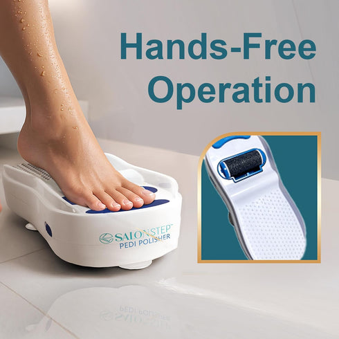 Salon Step 360 Pedi Polisher Hands-Free Foot Exfoliator for Shower or Dry Use, Waterproof Smoother with Spinning