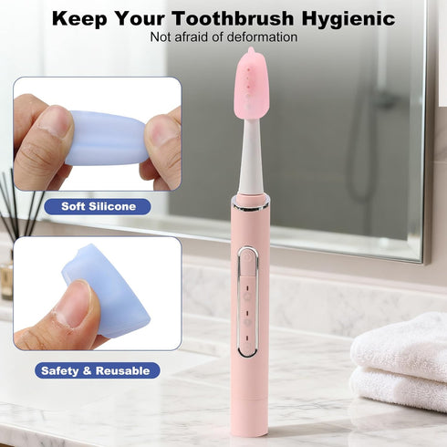 Serqd 6 Pack Silicone Toothbrush Covers, Travel Toothbrush Head Caps for Manual and Electric Toothbrushes, Breathable