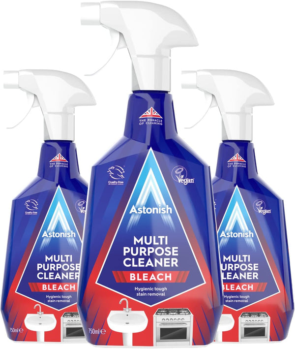 Astonish Multi Purpose Cleaning Spray 3 Pack, All Purpose Solution with Bleach for Heavy Duty Stains