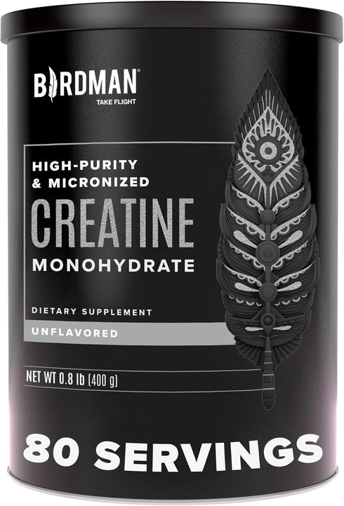 BIRDMAN Micronized Creatine Monohydrate Powder, Muscle Recovery, Caffeine Free, Vegan, Post Workout, Gluten Free, Sugar