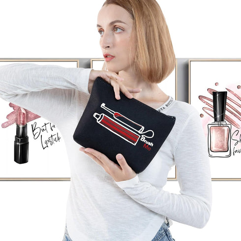 G2TUP Novelty Travel Toothbrush Holder, Brush Me Canvas Dopp Kit for Toiletries (Black Bag)