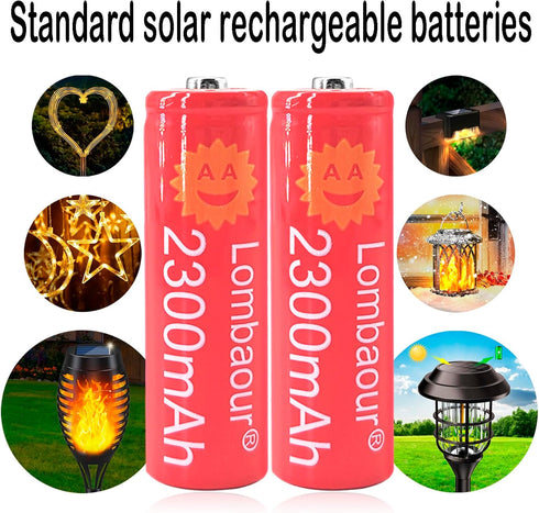 Lombaour 1.2v 2300mAh Light(12 Pack) AA Long Lasting Rechargeable Battery,Double A High Capacity Nickel Metal Hydride