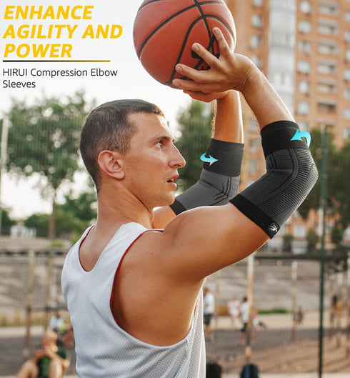 HiRui 2 PACK Elbow Brace - Elbow Compression Sleeves with Adjustable Straps, Tennis Elbow Golfer Elbow Treatment Arm