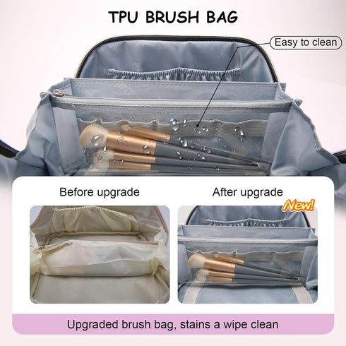 Travel Makeup Bag for Women, 3 Set Large Capacity Cosmetic Bags with Divider - Toiletry Bag 01-Z-Violet