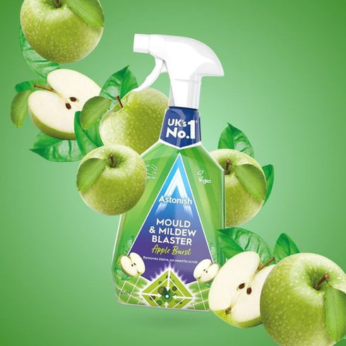Astonish Apple Burst Household Cleaner for Shower Curtain, Bathroom Tiles, No Scrub, 750ml Spray Bottle