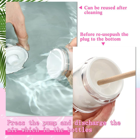 4 Pack Empty Airless Pump Jar, Acrylic Cosmetic Container, Refillable Travel Size Cream Jar with Pump Lid (1.7 oz)