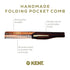Kent 20T Handmade Fine Tooth Tortoiseshell Folding Comb + Pocket Comb for Beard and Mustache Grooming