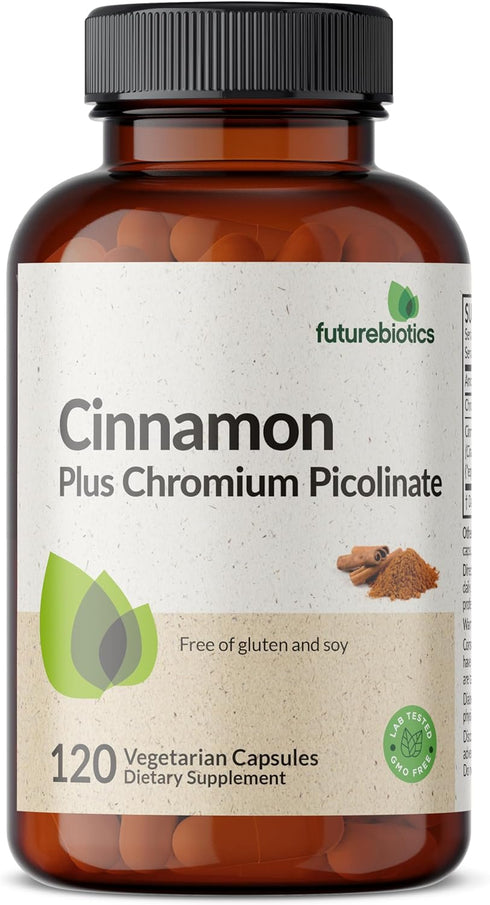 Futurebiotics Cinnamon Plus Chromium Picolinate Supplement, High Potency Chromium, 120 Vegetarian Capsules