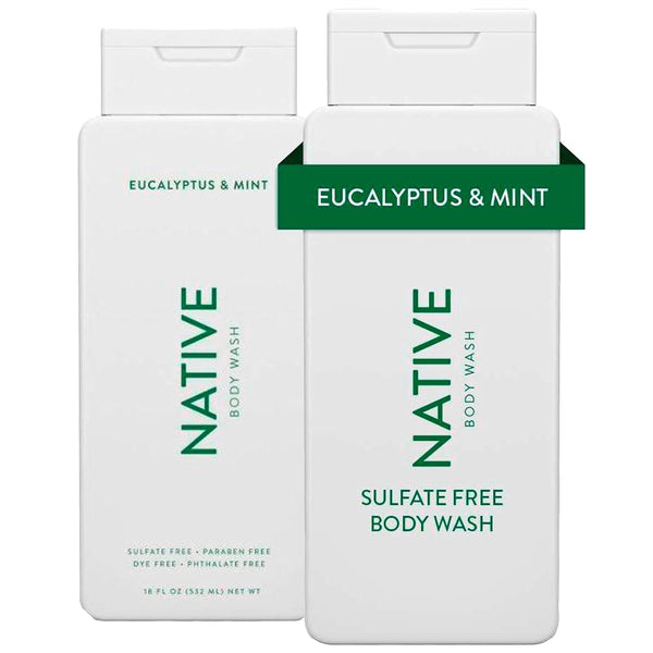 Native Body Wash with Naturally Derived Ingredients | Eucalyptus & Mint 18 oz - 2 Pk for Soft Skin