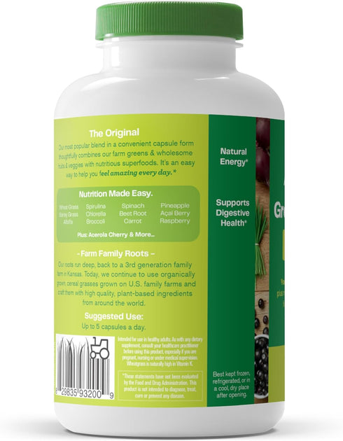 Amazing Grass Greens Blend Superfood Capsules, 150 Count: Organic Spirulina, Chlorella, Beet Root Powder, Probiotics &