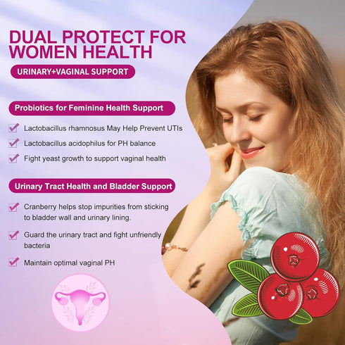 Women's Probiotic with Cranberry Extract, Organic Prebiotics & Vitamin C, 90 Billion CFUs, 90 Tablets
