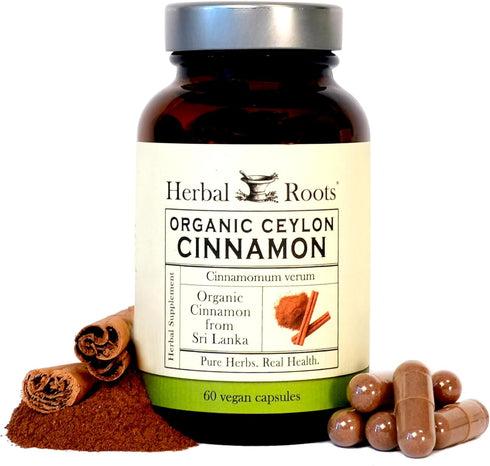 Herbal Roots Organic Ceylon Cinnamon Capsules - USDA Certified Organic, 60 Vegan Capsules