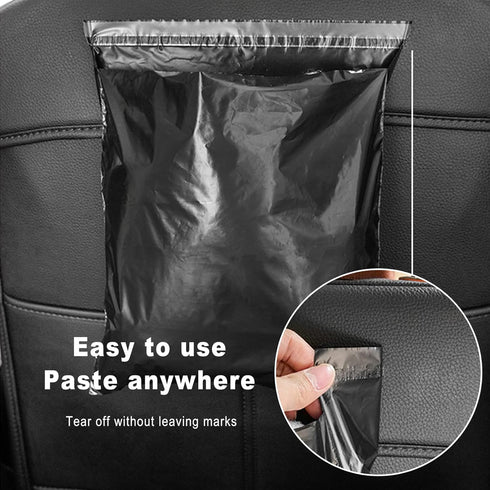 Disposable Car Trash Bags, Pack of 100, Portable Self Adhesive Vomit Bags for Cars, Black