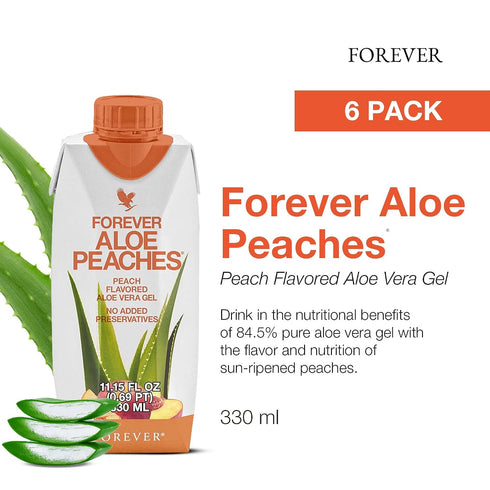 Immune 6 Packs Forever Living - Forever Aloe Peaches - Supports Digestion, System, Energy Levels No Preservatives