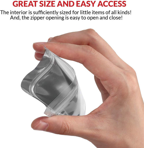 Mylar Bags with Ziplock 4" x 6" - 100 Sealable Heat Seal Bags for Candy, Food Packaging, Medications