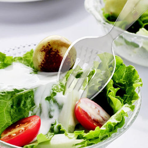 PARTY BARGAINS 8.75" Disposable Clear Plastic Serving Forks, 6 Pack, Heavy Duty Kitchenware for Catering and Parties