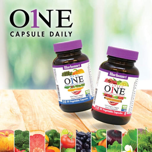 Bluebonnet Nutrition Ladies One Vegetable Capsule - Whole Food Multiple, K2, Non-GMO, 90 Capsules, 3 Month Supply