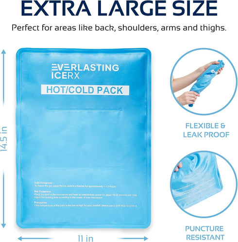 XL Reusable Ice Pack for Injuries | 11" x 14.5" - 2 Pack | Hot & Cold Pack for Back Pain Relief, Flexible