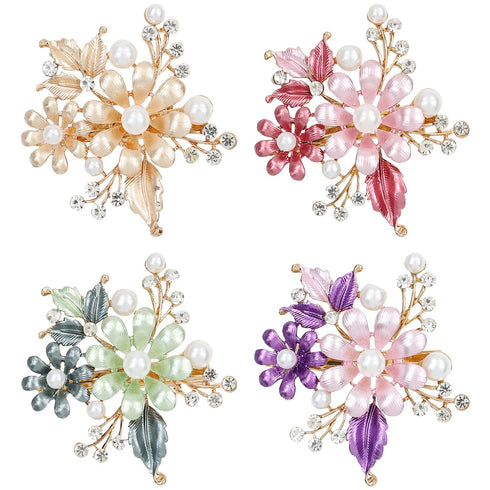 inSowni 4 Pack Luxury Glitter Jeweled Gems Rhinestones Vintage Butterfly Metal Barrettes Hair Clips